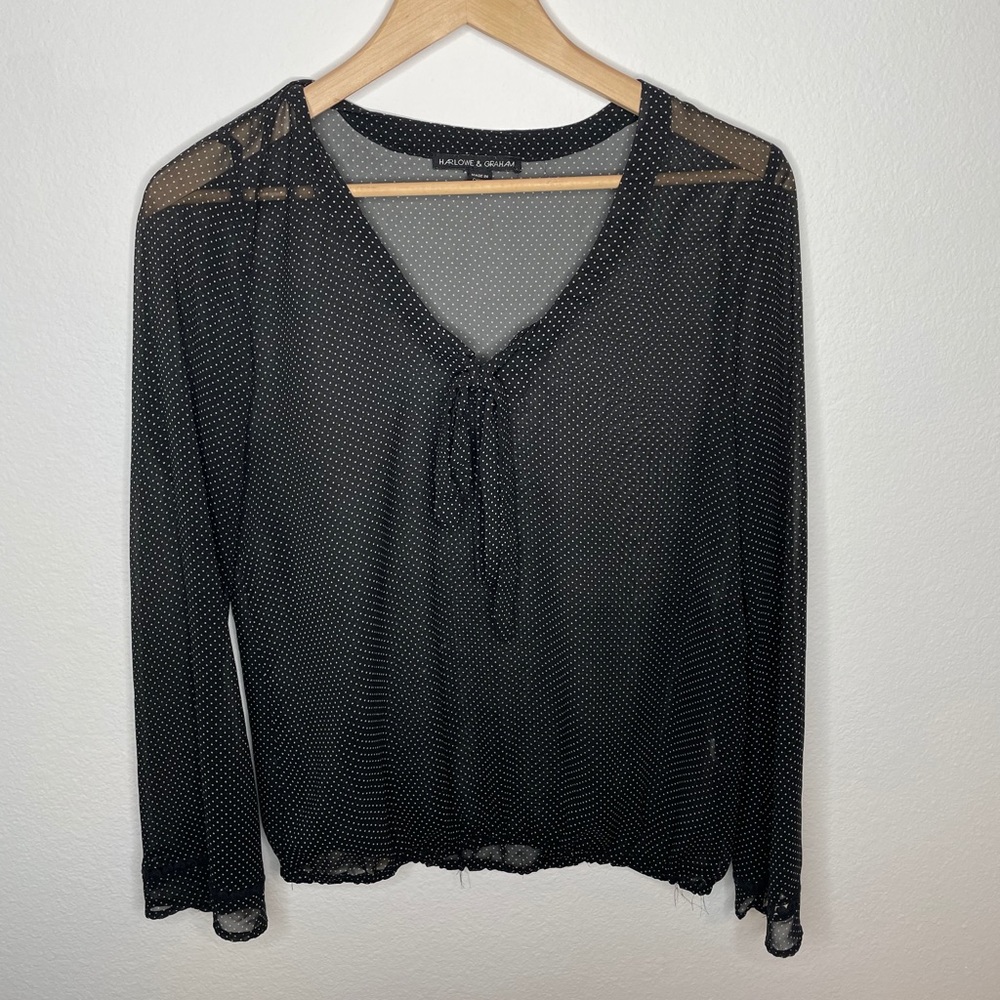 Harlowe & Graham Long Sleeve Sheer Polka Dot Shirt
